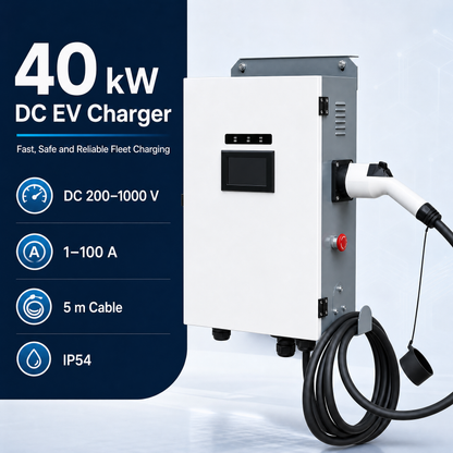 Chargepro Borne DC 40 kW – Écran LCD 4,3" tactile, RFID, QR Code, paiement flexible