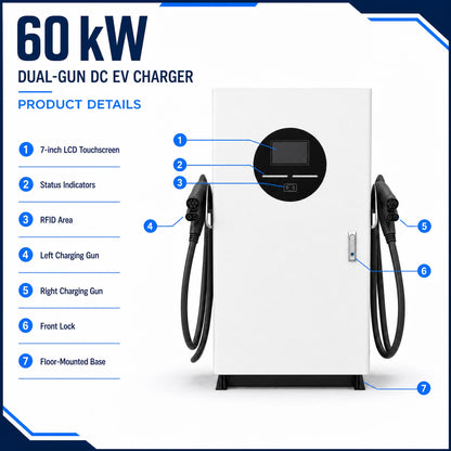Borne de recharge DC 60 kW – Double Pistolet (Dual-Gun)