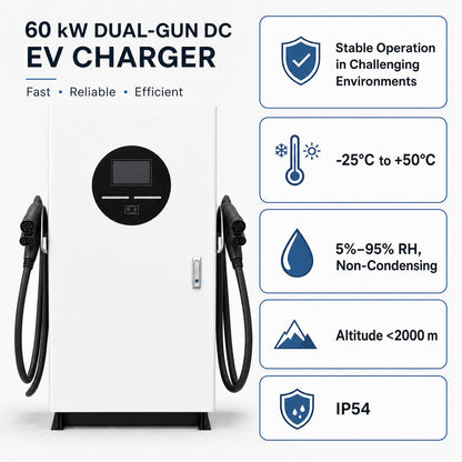Borne de recharge DC 60 kW – Double Pistolet (Dual-Gun)