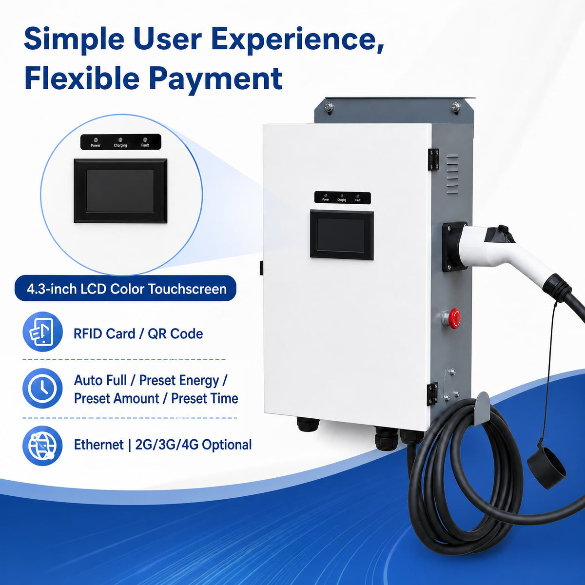Chargepro Borne DC 40 kW – Opération intelligente connectivité Ethernet 4G