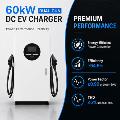 Borne de recharge DC 60 kW – Double Pistolet (Dual-Gun)