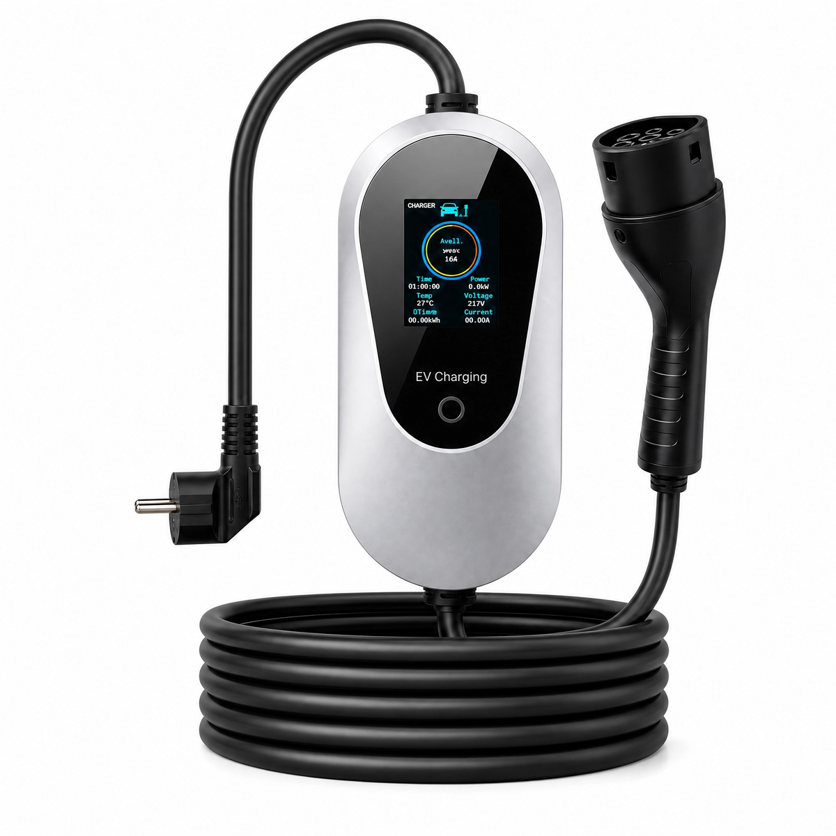 Borne de recharge portable Chargepro Plug & Play 3,5 kW avec écran LCD et connecteur Type 2