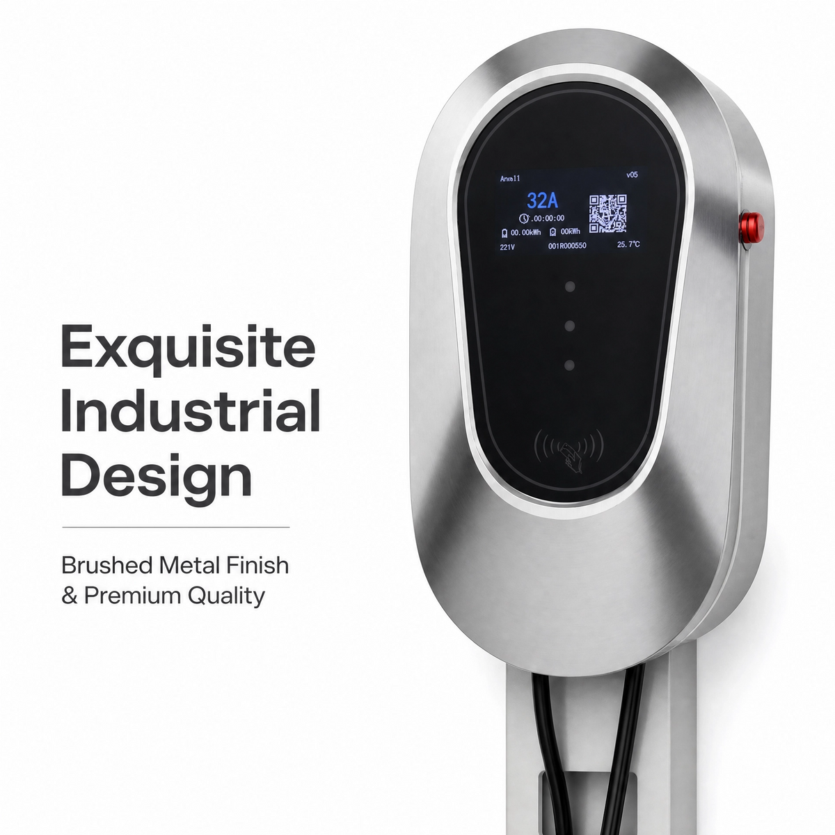 Borne murale Chargepro - design industriel métal brossé premium, écran LCD 32A