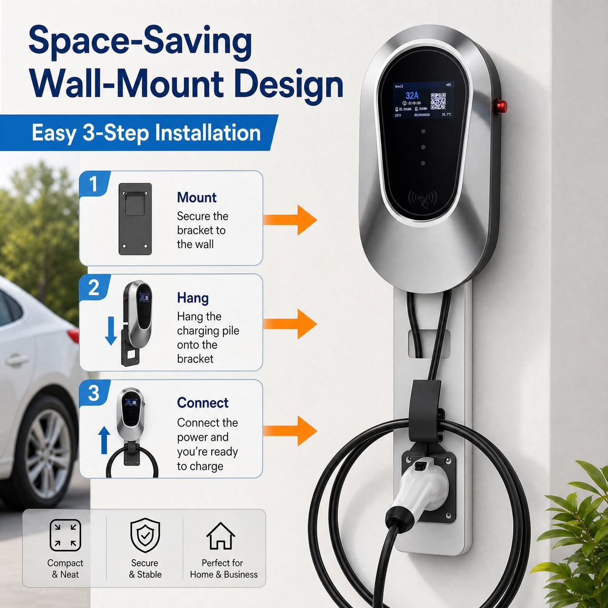 Chargepro Borne Murale 7 kW – Raccordement Disjoncteur