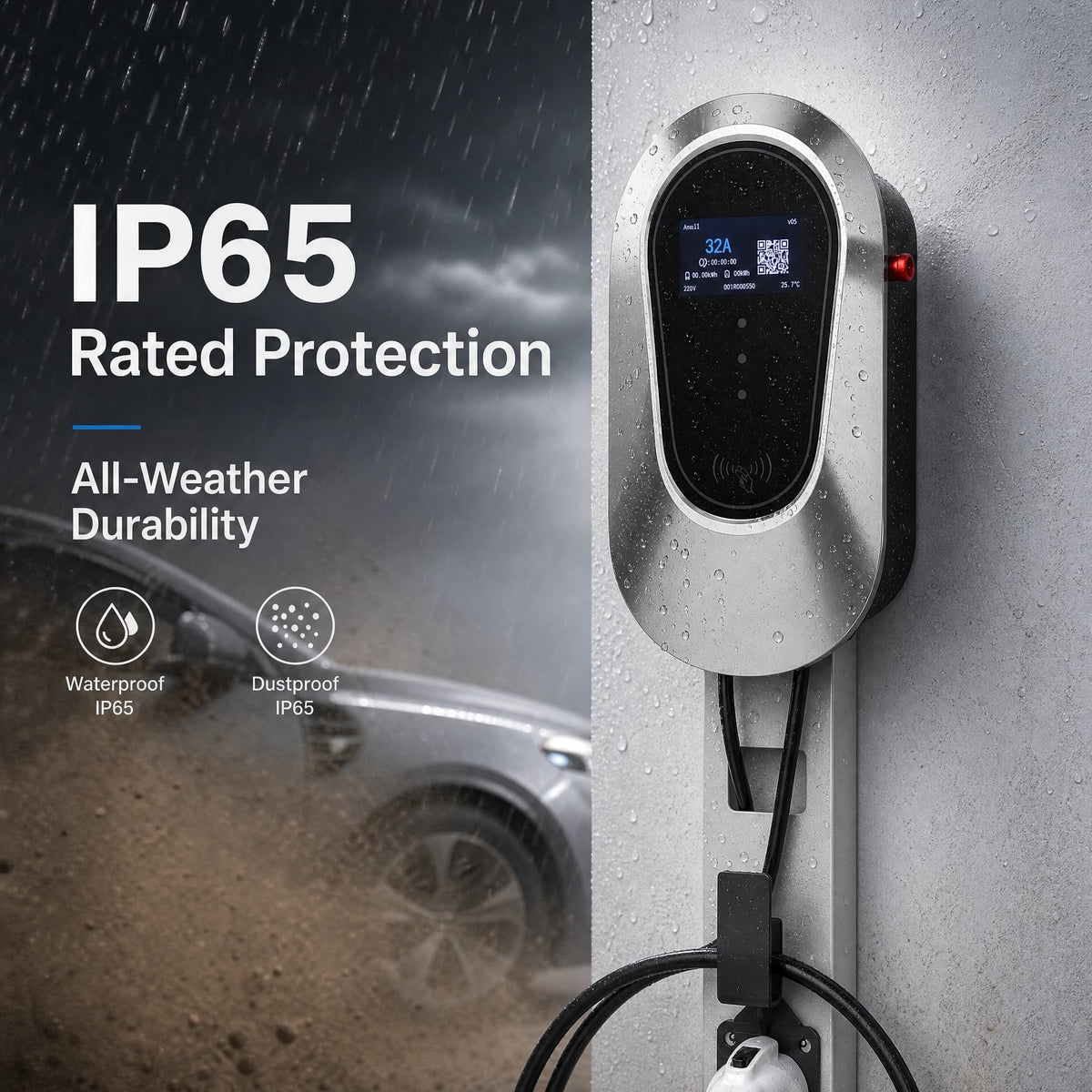 Borne de recharge murale 7kW - Vue détail