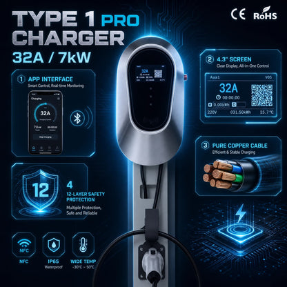 Type 1 Smart Series 32A 7kW - Blue